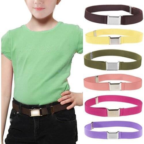 Fashion Kids Belt Elastic Adjustable Stretch Unisex Magnetic Belts for Boys Girls Waistband Solid Color