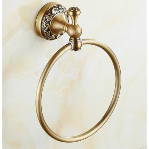 Retro Vintage Antique Brass Wall Mounted Bathroom Hardware Accessories Round Towel Ring Hanger Holder Dba489