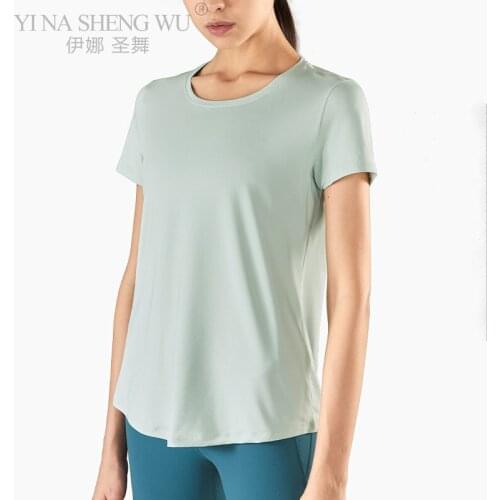 Yoga Shirt Women Loose Short Sleeve T-shirt Sports Sweatshirt Yoga Top Activewear Workout Fitness Female Solid Color Sportswear