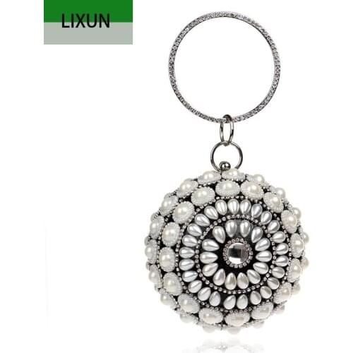 Handmade Diamonds Evening Crossbody Bag Luxury Wedding Bride Clutch Bag Pearl Party Handbags Mini Purses Shoulder Bags Bolsa