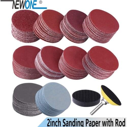 NEWONE 100pcs/set 50mm 2"/2inch mixed Abrasive sanding paper sanding disc grit 80/100/180/240/600 hook&loop sander rotary tool