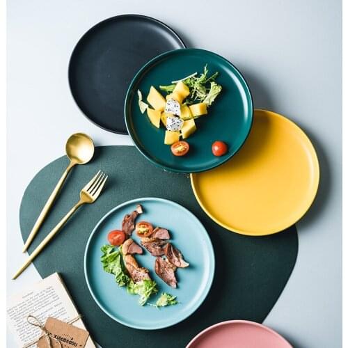 Nordic Creative Round Baking Pan Home Hotel Matte Ceramic Western Food Plate Breakfast Plate Vegetable Plate