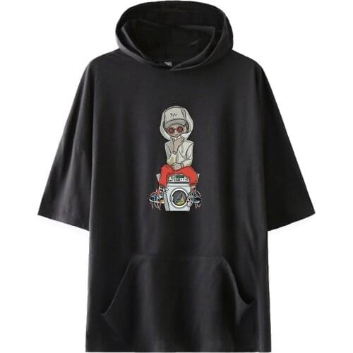 WAWNI Bizarrap Short-Sleeved Hooded Sweatshirt Loose Volleyball Harajuku Polyester Plus Cotton Hoodie Casual Tops Unisex Tops