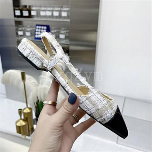 Women slingback Women Shoes Heels fashion lady classical Brand Desginer Pumps Design Luxury tweed Designer Shoes For woman