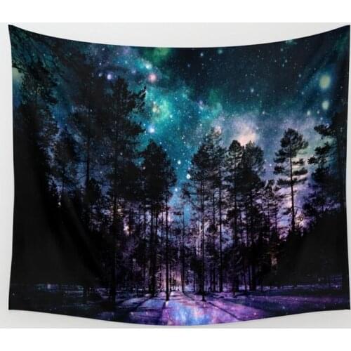 Magical Night Forest Starry Sky Tapestry Wall Hanging Room Carpet Bedspread Beach Mat Tapestries Art Home Accessories