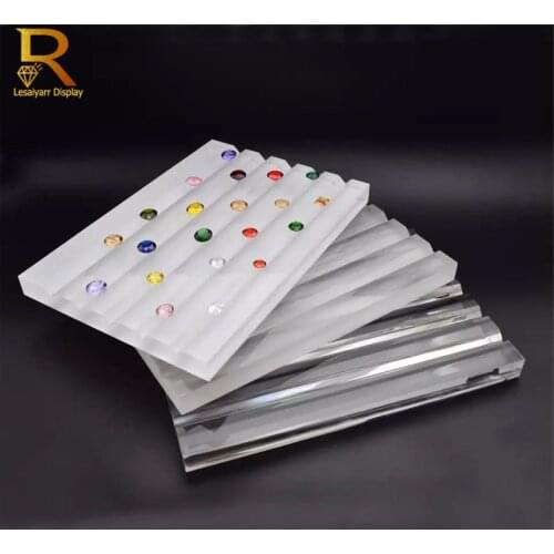 High Quality Acrylic Gem Display Tray GemStone Holder loose Diamond Showcase Jewelry Beads Stands Stone Organizer Plate Cases