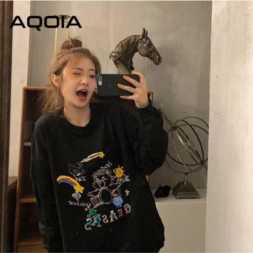 Autumn Harajuku Printing Loose Womens Hoodies Sweatshirt 2020 INS Oversize Thin Y2K Sweatshirt Plus Size Women Female Pullovers