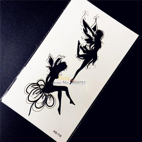 Elf Designs Fake Waterproof Tattoo Women Body Art Arm Tattoo Stickers HAQ-115 Fairy Flash Black Tattoo Paste Child Summer Style