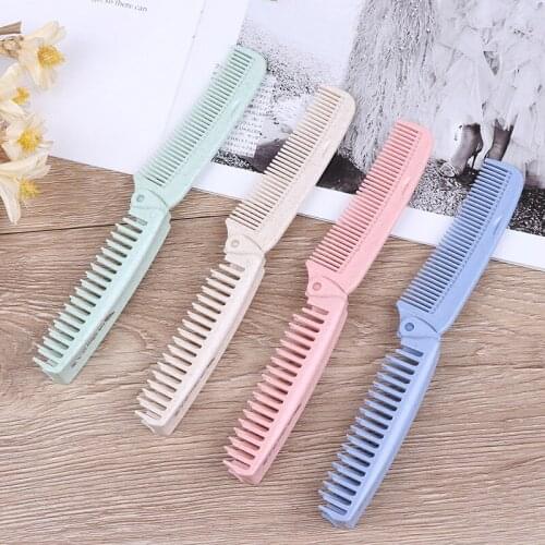 1Pcs Foldable Hair Comb Brush Anti-static Hairbrush Portable Travel Hair Brush Wheat Straw Folding Hairdressing Styling Tool
