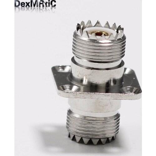 1pc UHF Female Jack switch Female Jack RF Coax Adapter convertor 4-hole panel mount Nickelplated NEW wholesale