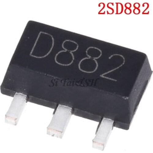 10PCS D882 SOT89 2SD882 SOT-89 30V/3A/30W 882 SOT SMD new and original IC Chipset
