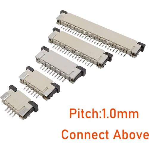 10Pcs/Lot FPC FFC 1.0mm Pitch Flat Cable Connect Above PCB Socket Connector 4P 6P 8P 10P 12P 14P 16P 18P 20P 24P 26P 30P 32Pin