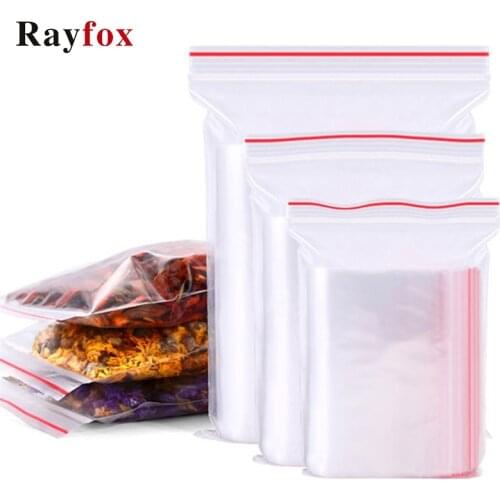 100pcs Kitchen Accessories Reusable Zip Lock Ziplock Bags Food Fruit Storage Kitchen Storage Tool Transparent Zipper Plastic Bag