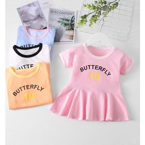 2021 New Girls Dresses Short Sleeve Baby Girls Summer Dresses Kids Cotton Clothing Casual Dresses For 0-6 Years Children