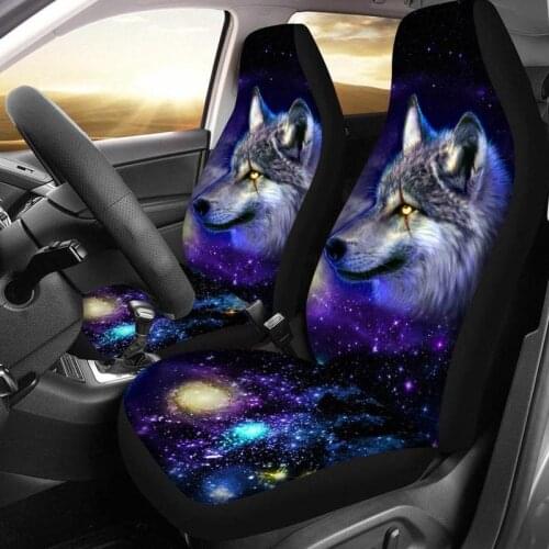 Universal Car Seat Cover Thickening Polyester 3D Wolf Print Pattern All Inclusive Front Seat Protection Cover Auto Interior