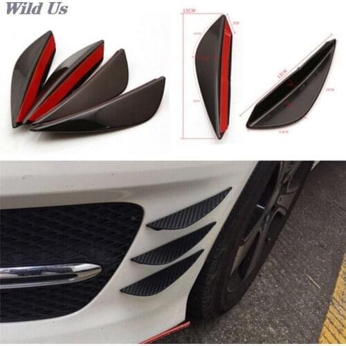 4PCS Bumper spoiler Universal Front Bumper Lip Splitter Fins Body Spoiler Canard Valence Chin Baffle Plate