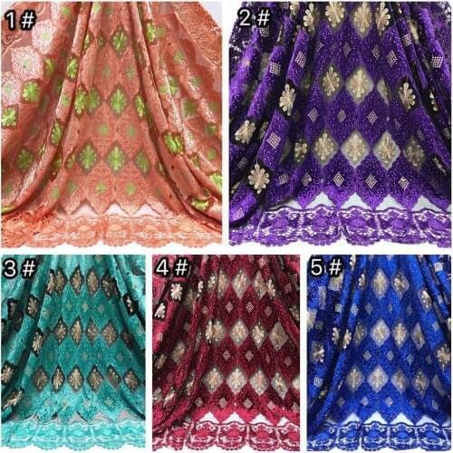 African wax Beading Lace 5 Color Peach Wine orange 5 yards beads lace Voile Bride Lace embroidery flower party embroid luxury