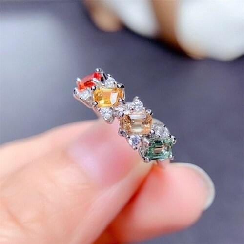 Sparkling Crystal Colorful Square Ring Open Finger Accessories For Girlfriend Gift Trendy Lady Strip Tail Ring Female Bijou