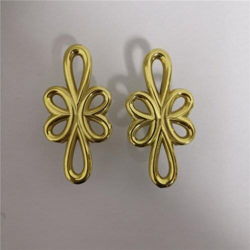 Bonjean 1pc Hollow Bow Shaped Handle Pure Copper Drawer Cabinet Door Knob Diy Gold Single Hole Furniture Pulls Handles