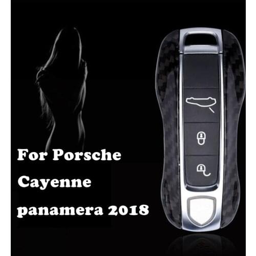 100% Carbon Fiber Car Key Case Cover for Porsche 2018 Panamera Cayenne Keyless Remote Case Casing Side Shell Cap