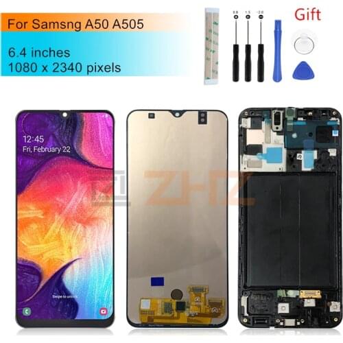 For Samsung Galaxy A50 lcd a505f SM-A505FN/DS A505F/DS Touch Screen Digitizer Assembly +frame for samsung a50 lcd repair parts