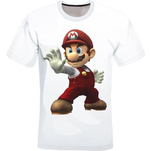 2021 new cartoon European and American street very cute short-sleeved T-shirt Mario letter printed T-shirt