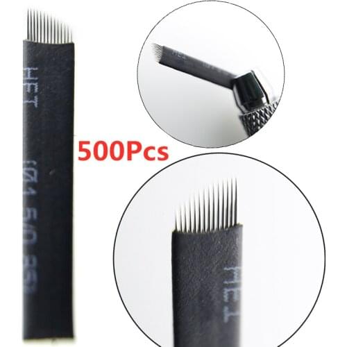 500Pcs 9/11/12/14/16/18/21u pin nano Tattoo Microblading Needles Laminas Tebori Permanent Tattoo Make Up Manual Flex Eyebrow Pen