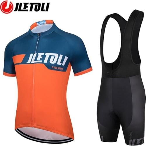 JLETOLI Summer Bike Jersey Men Clothing Bicycle Kit Breathable Cycling Jersey Set Sport Bib Shorts 9D Gel Pad Jersey Ciclismo