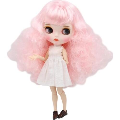 ICY DBS Blyth Doll 1/6 bjd ob24 joint body Pink hair afro hair 30cm nude doll white skin super black skin