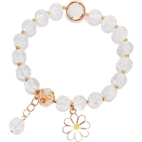 Fashion Bracelet Small Daisy Bracelet Female Crystal Beaded Bracelet Fashion Simple Single Circle Small Flower Bracelet