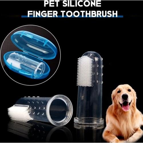 Baby pet silicone toothbrush finger cot toothbrush with boxed puppy cat pet toothbrush cleaning supplies