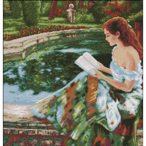 Reading lady Girl Woman Sewing kit Top Quality Needlework Embroidery DIY Cross Stitch Kit 14CT Unprinted Decor Handmade