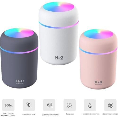 Portable 3 Colors 300ml Car Aromatherapy USB Electric Air Diffuser Cool Mist Maker Air Humidifier Purifier Colorful lights