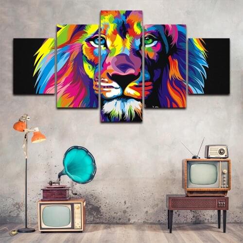 Canvas Poster Colored Lion Wall Art Print Painting Wall Pictures Bedroom Decor No Frame