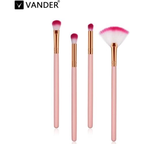Pro Pink 4PCS Cosmetic Make up Brushes Foundation Powder Eyebrow Lip Eyeshadow Brush Makeup Brush Set Tools pinceaux maquillage