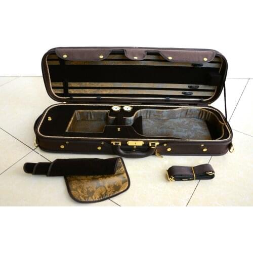 Luxury&Royal Wooden Violin Case Sturdy&Durable 3.2kg Black&Coffee Color