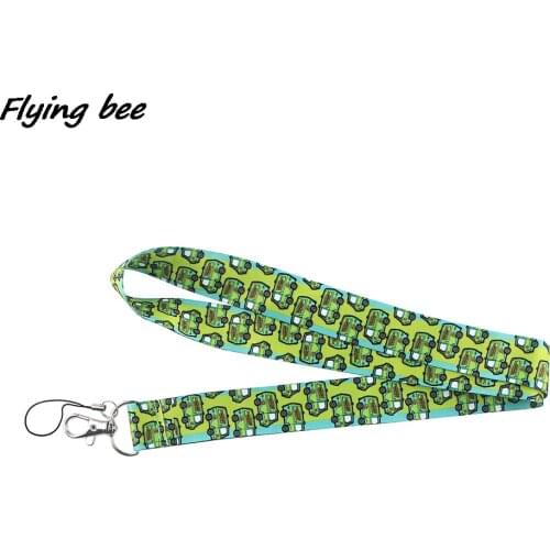 Flyingbee Sci-Fi Movie Animation Green Bus Creative Badge ID Lanyards Phone Rope Key Lanyard Neck Straps Accessories X1206