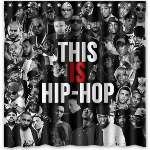 Hip hop Waterproof Shower Curtain Polyester Fabric Bath Bathing Bathroom Curtains with Hooks Home Decor