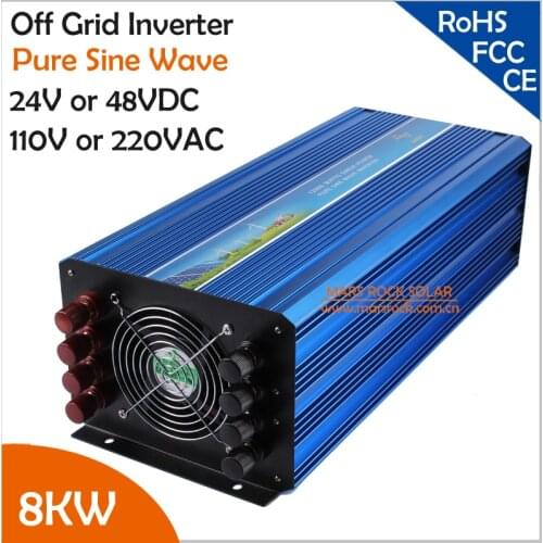 High frequency 8000W 24VDC or 48VDC to 110VAC or 220VAC off grid pure sine wave single phase inverter Surge power 16KW