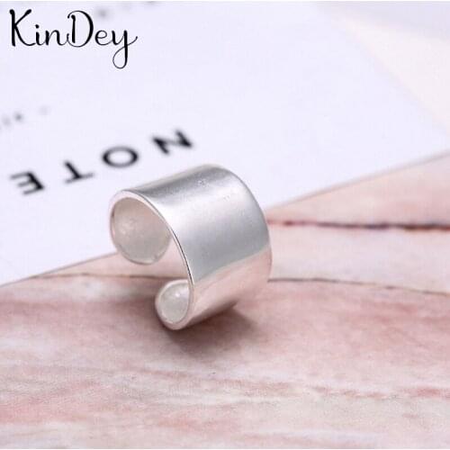 Kindey Personality Silver Color Large Smooth Rings For Women Bridal Wedding Jewelry Adjustable Size Finger Rings