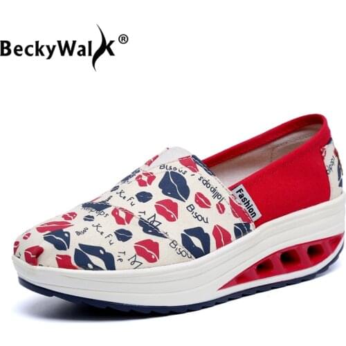 Hot Sale Fitness Shoes Women Swing Wedges Platform Zapatos Mujer Canvas Trainers Shoes Woman Breathable Women Sneakers WSH3301