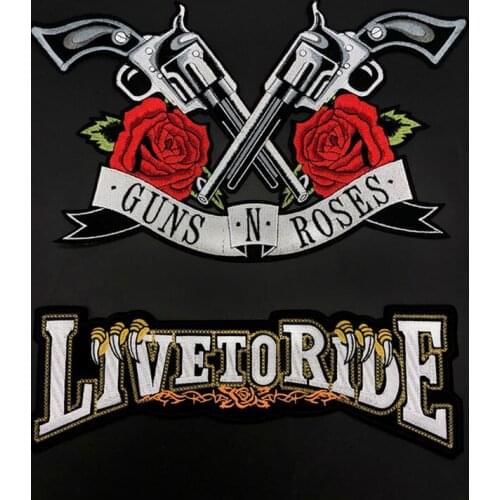 1set Punk Rocker Patches Embroidery Gun Rose God Speed You Badges Iron for Clothing Motor Biker Motocross Vest Jackets Decor
