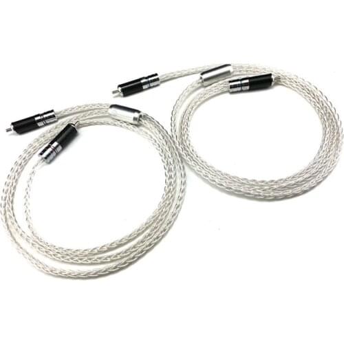 1 Pair 7N OCC Silver-plated Hifi RCA Cable Hi-end 2RCA Male to Male Audio Cable