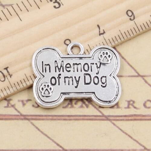10pcs Charms Dog Bone Tag In Memory Of My Dog 19x25mm Tibetan Silver Color Pendants Antique Jewelry Making DIY Handmade Craft