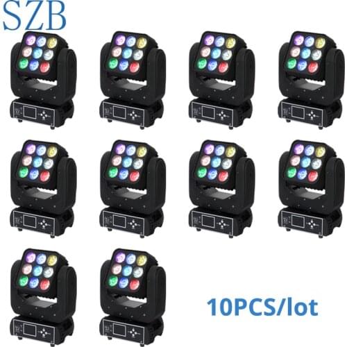 10 PCS RGBW 4in1 9x12W LED Matrix Moving Head Light for Stage TV theatre TV studio Rental and Disco Nightclub/SZB-MH0912A