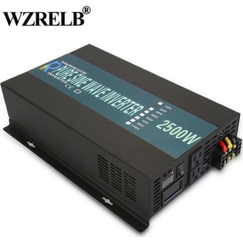 2500W Pure Sine Wave Inverter 24V to 220V Solar Power Inverter Power Supply Transformer 12V/36V/48V DC to 110V/120V/230V/240V AC