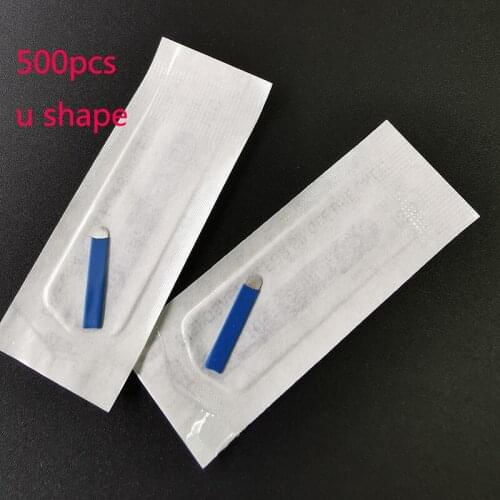 500pcs Microblading Needle Tattoo Blades Flex U 18 Pin Eyebrow Curved Shape Lip Blade Microblading Permanent Makeup Manual Pen