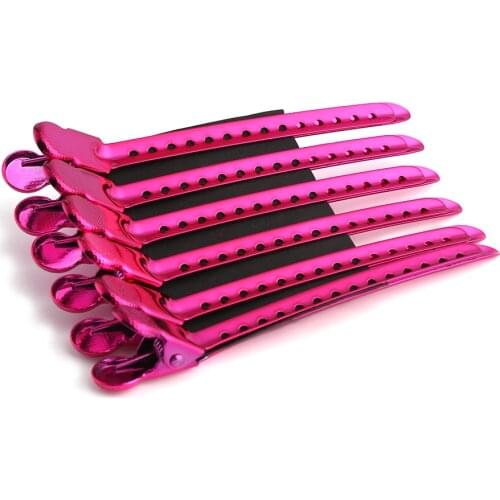 6pcs Colorful Metal Hair Clips Professional Barber Salon Stainless Steel Duckbill Clip 2021 Women Clamps Hairpins Styling Tools