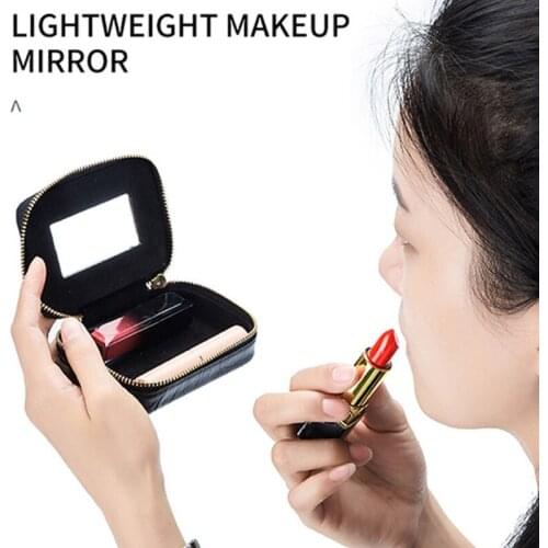 63HC Women Lady Travel Lipstick Makeup Bag with Mirror Multifunctional Cosmetic Pouch Purse Casual Storage Organizer