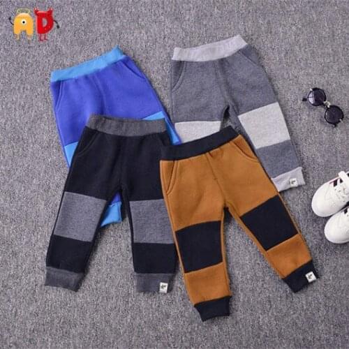 AD Quality Thermal Baby Boys Girls Trousers Fleece Winter Boys Harem Pants Patchwork Design Kids Childrens Clothing Infant